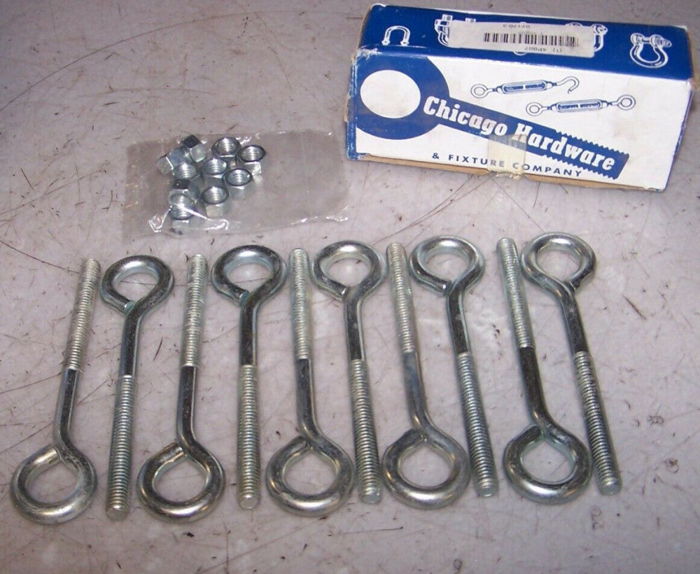 (10) NEW CHICAGO HARDWARE 3/8" X 16" X 3/4" EYBOLT TURNED WIRE 4P807 LOT OF 10