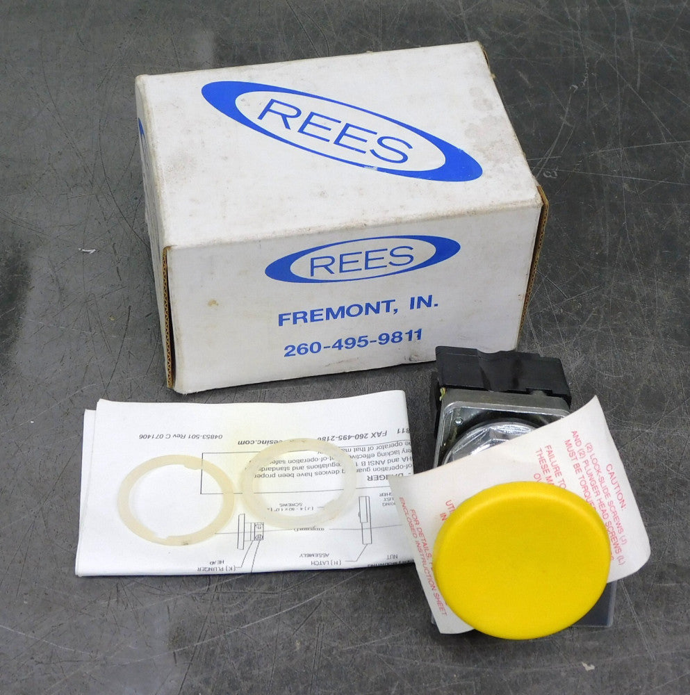 Rees 40102-104  Yellow Mushroom Push Button w/ Padlock 30.5mm