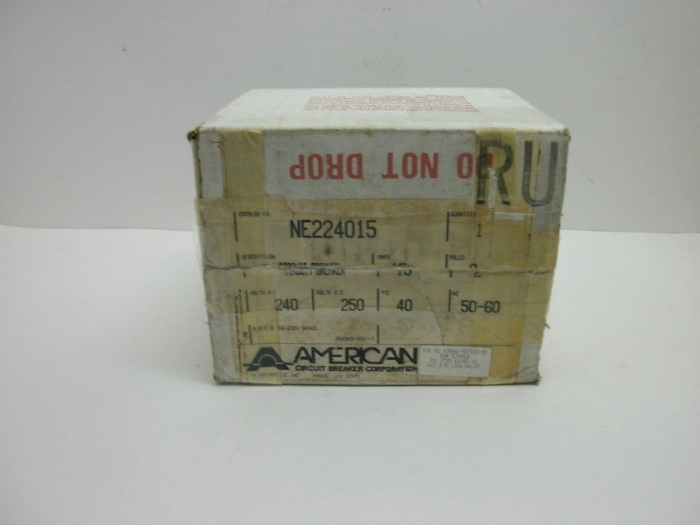 AMERICAN NE224015 CIRCUIT BREAKER 15 AMP 2 POLE 240 VOLTS AC 50/60HZ NEW IN BOX