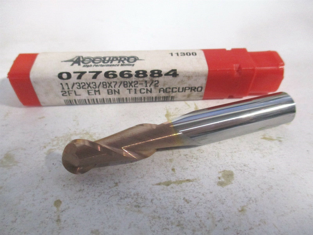 (12183990) 11/32" x 7/8" x 3/8" x 2-1/2" OAL Solid Carbide 2 Flute Ball End Mill