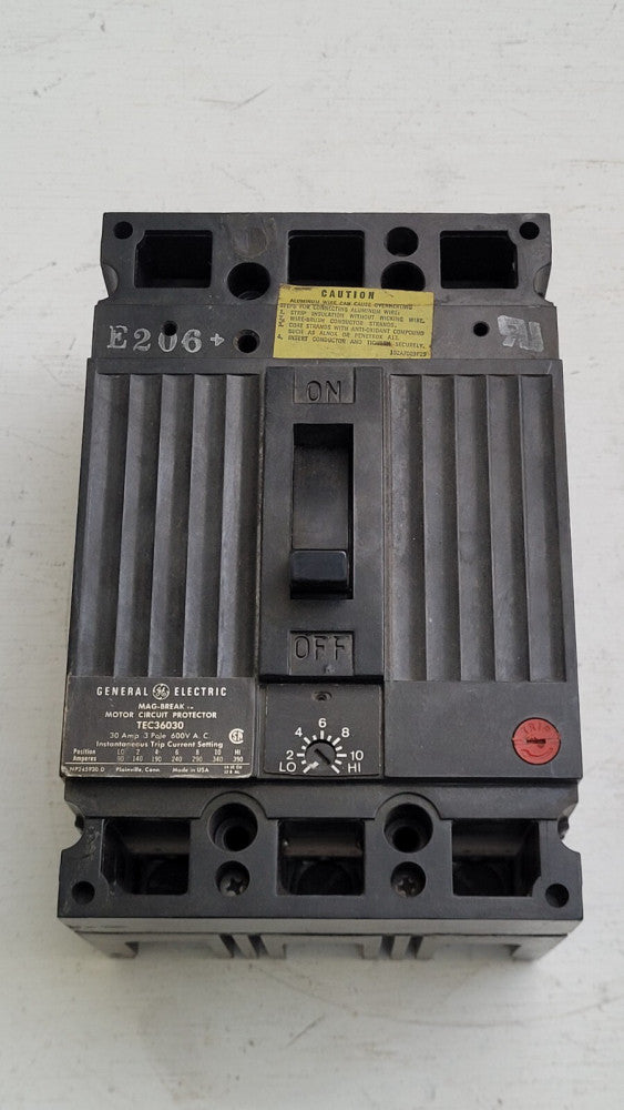 GE TEC36030 30A 3P 600VAC Mag-Break Circuit Breaker