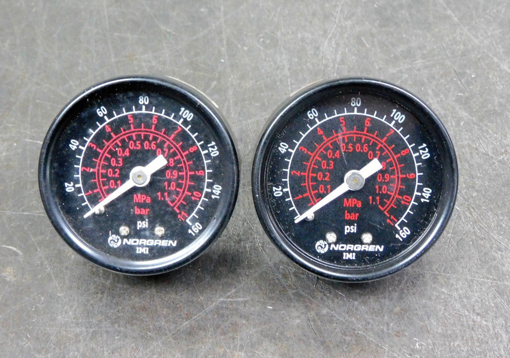Norgren 18-013-209 Air Pressure Gauge 0-160 PSI Lot of Two (2)