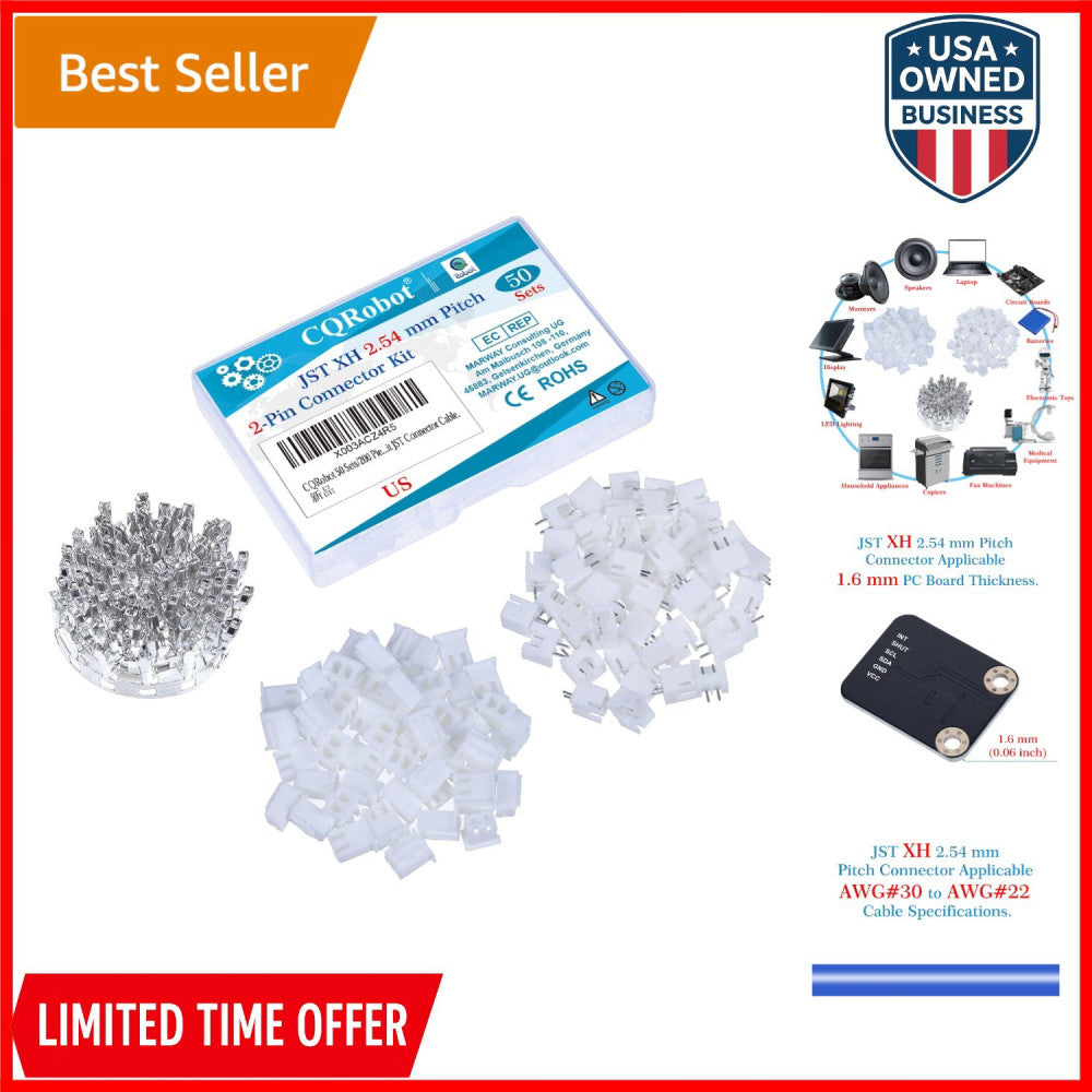 Electronic Connector Kit 2-Pin Male Female T-Shaped Crimp Terminals fo ...