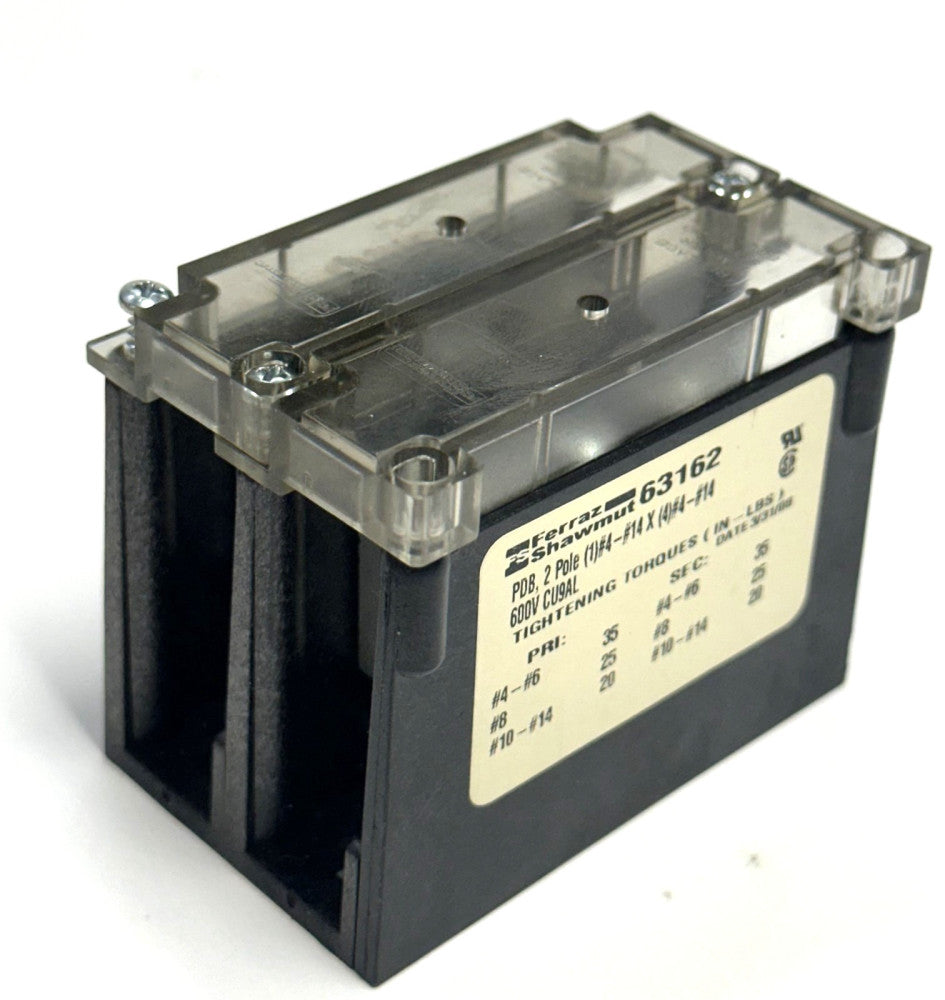 FERRAZ SHAWMUT 63162 DISTRIBUTION BLOCK 95 AMP 2-POLE 4WG