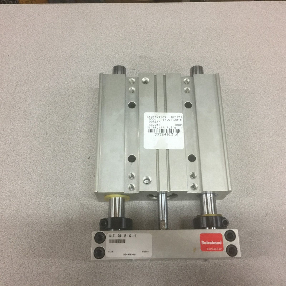 NEW NO BOX DESTACO ROBOHAND SLIDE ACTUATOR AIR 1.5" BORE 1" STROKE  DLT-20-E-C-1