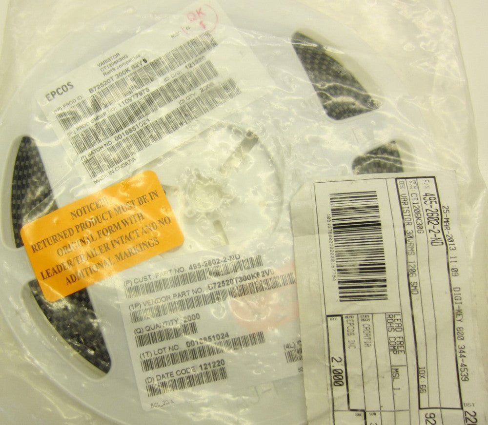 EPCOS B72520T300K62 V9 Varistors 30V 200 A 500pF CT1206K30G (Roll of 2000) Seale