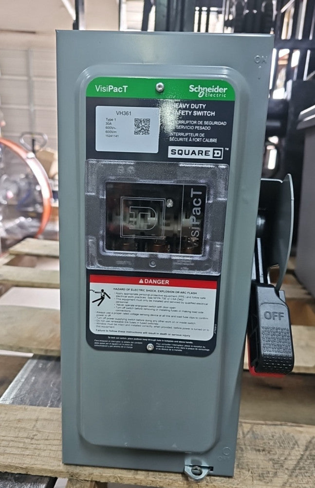 VHU361N SQUARE D HEAVY DUTY SAFETY SWITCH 30A NEMA 1 3POLE 600V