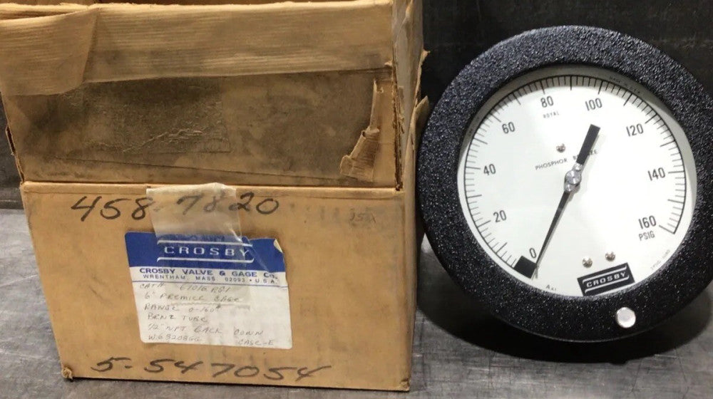 Crosby  Valve & Gage Co. Cat# 6101epg1 Gauge 0-160 Nos Surplus