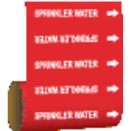 Brady 15593 Pipe Marker,Sprinkler Water,Red, 15593