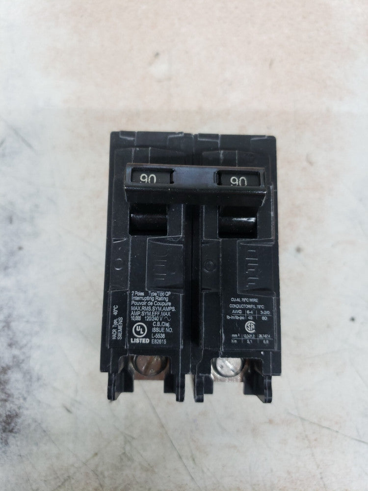1) NEW Siemens Q290 2 Pole 90 Amp 120 240V AC Type QP 10K Plug On