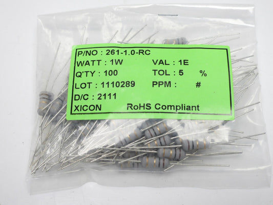 1000 Qty Xicon 261-1.0-RC Metal Oxide Resistors 1.0 Ohm 1W 1E 5%
