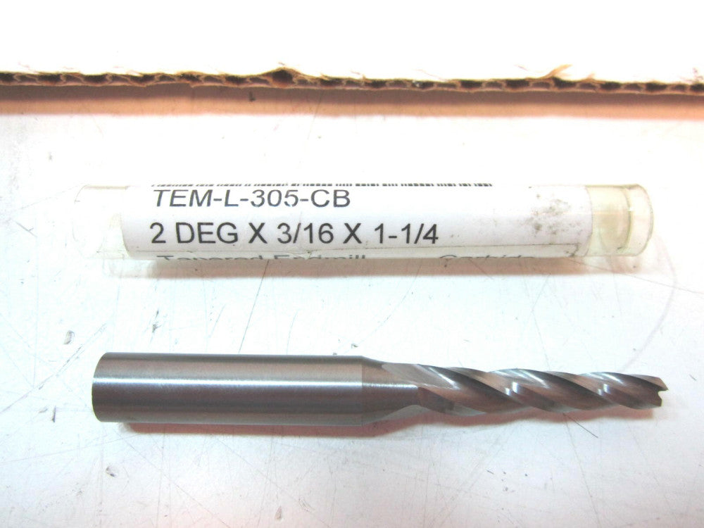 New Solid Carbide 2° 3/16" Small End 3/16 x 1-1/4 x 3 x 3/8 Tapered End Mill 