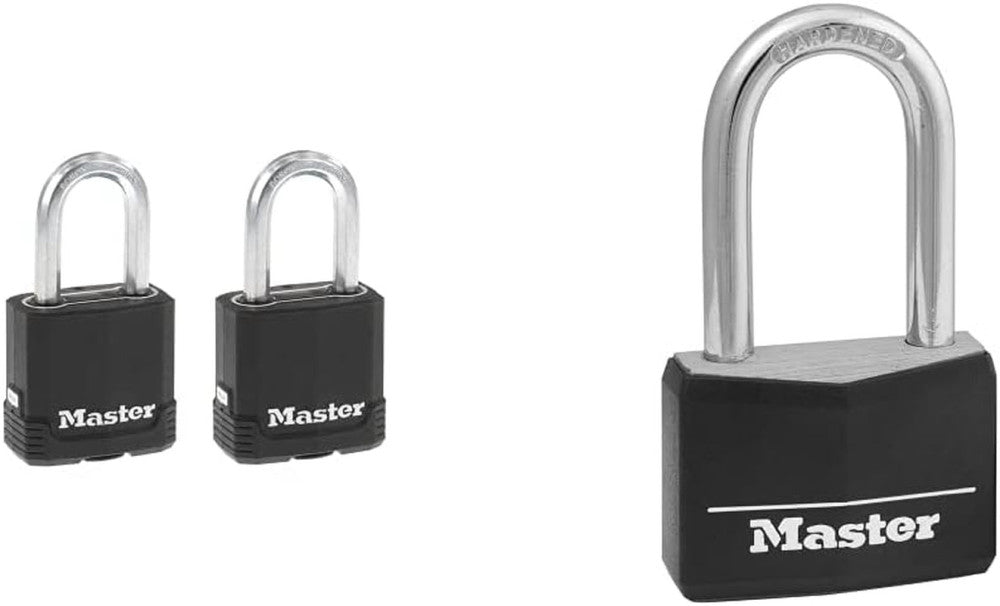 Master Lock M115XTLF/141DLF 2 Pack Keyed-Alike Heavy Duty Outdoor & Indoor Padlo