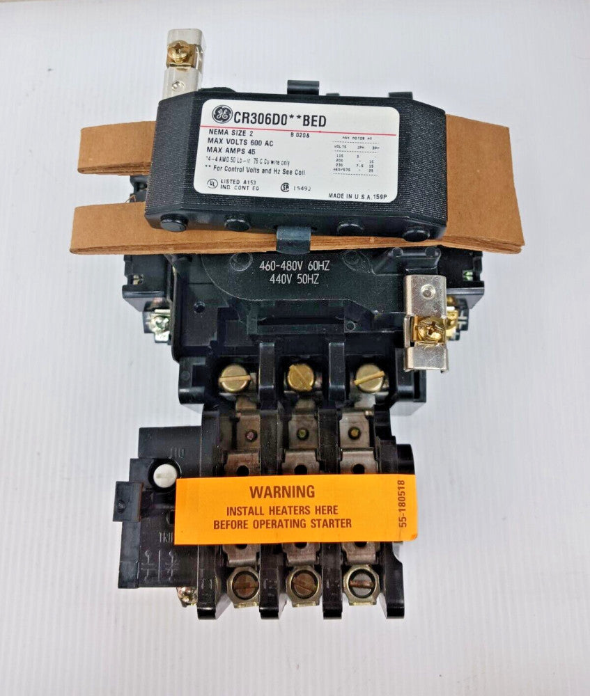 NEW GE NEMA SIZE 2 STARTER CONTACTOR 25 HP 600 VAC 45 AMP CR306D0**BED (FLAW)