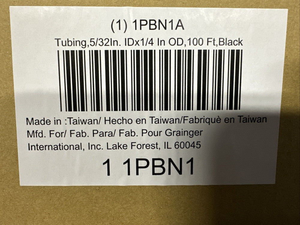Polyurethane Tubing 5/32” X Idx1/4 “ Od, 100 Ft, Black Lab Tubing NEW