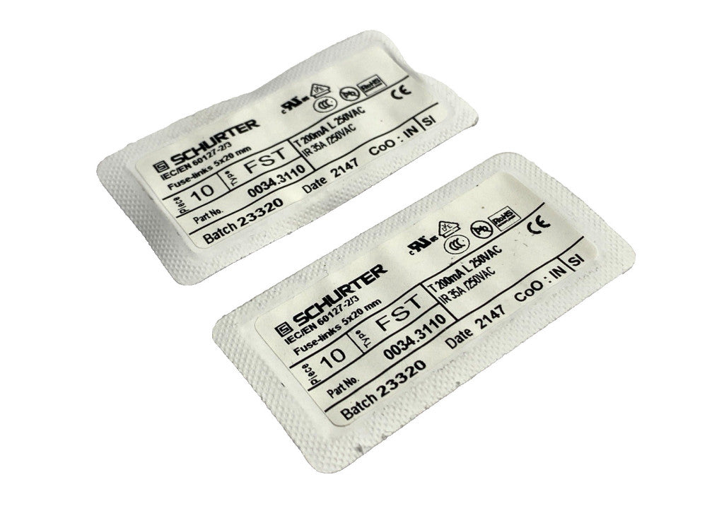 Schurter 0034.3110 Fuse 5 x 20mm 250VAC 200mA LOT OF 20