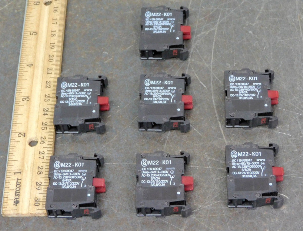 Eaton M22-K01 Push Button Contact Block 6A 240V Lot of Seven (7)