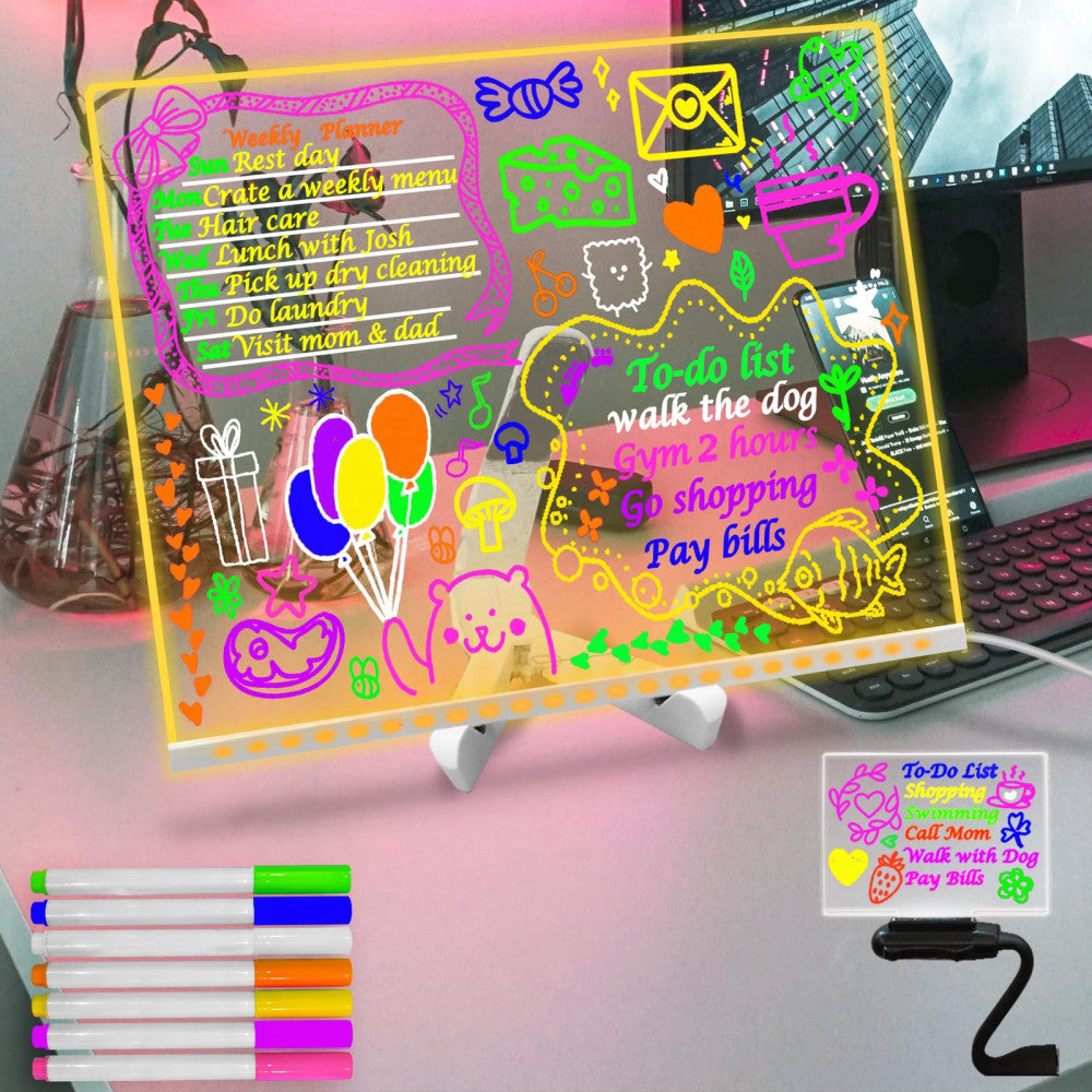 15.75x11.81in Light-Up White Board | LED Message Board with 7 Color Fast Ship