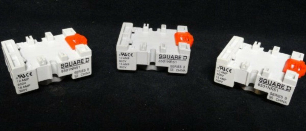 (3 pcs.) SQUARE D - RELAY SOCKET - SERIES B - PN: 8501NR51 - 10 A / 600 V - NEW