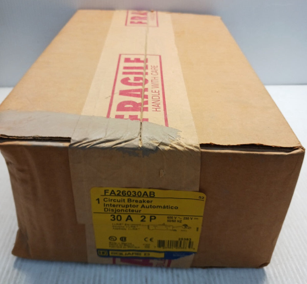 New Square D FA26030AB 30 Amp Circuit Breaker 2 Pole 600 Vac *Sealed Box*
