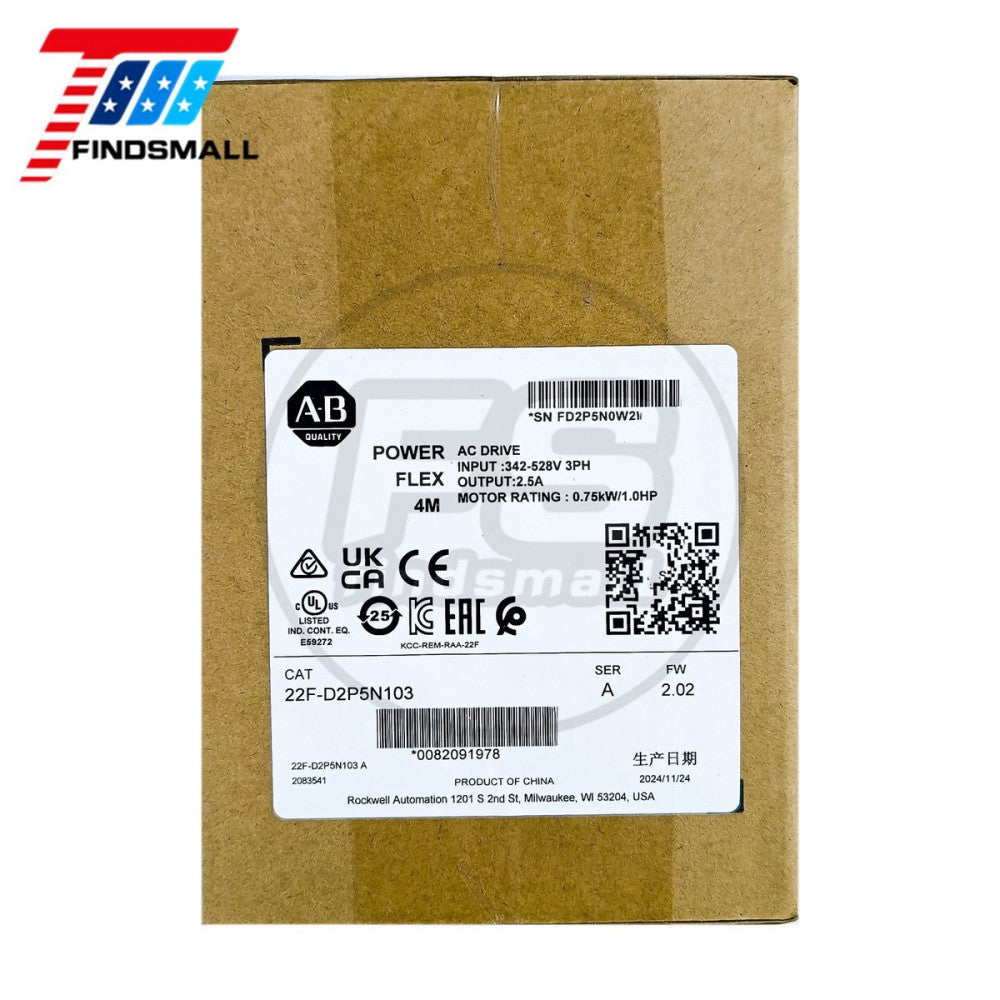 2024 NEW Sealed Allen-Bradley 22F-D2P5N103 PowerFlex 4M 0.75 KW 1 HP AC Drive