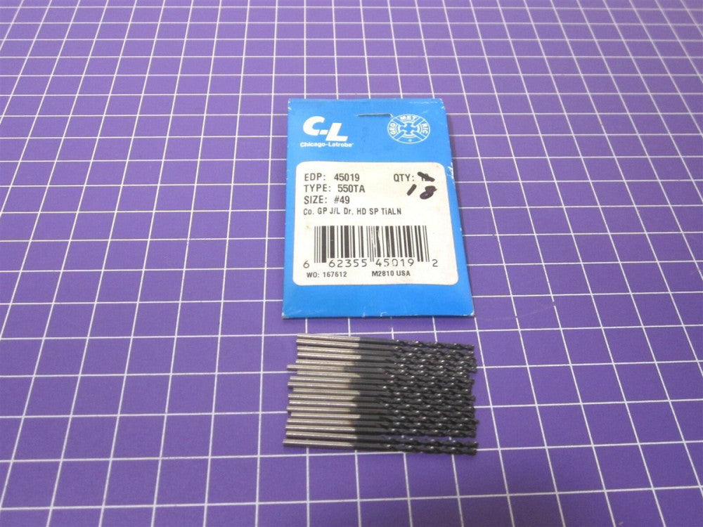 Chicago-Latrobe (45019) #49 135° Cobalt Jobber Drill TiAIN RH SP Pack Of 18