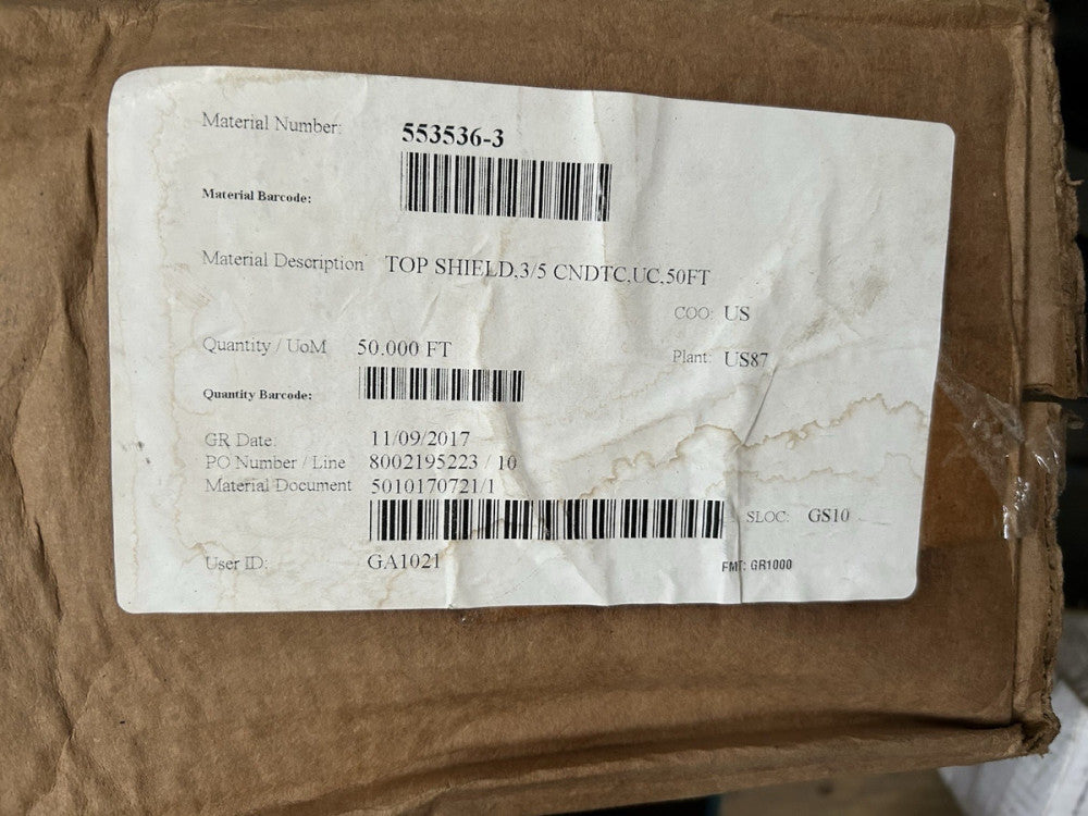 ( 50 FT ) TE Connectivity / AMP 553536-3 10/12Awg Top Shield 3/5 Conductor