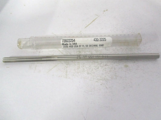 (433-0.2225) 0.2225" x 1-1/2" x 6" Straight Shank HSS 6-Flute Chucking Reamer 