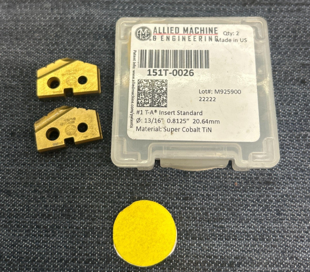 ALLIED MACHINE DRILL INSERT 151T-0026  DIAMETER 13/16" SERIES #0  T-A  LOT OF 2