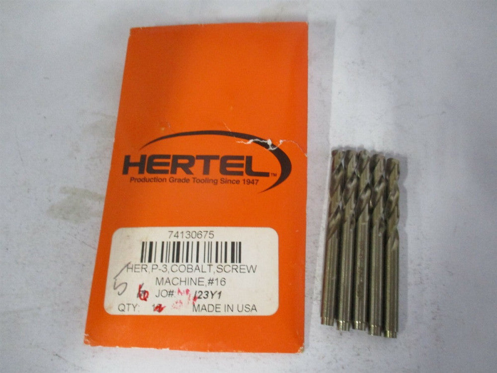 (74130675) #16 135° 1-1/8 x 2-3/16 Spiral Cobalt Screw Machine Drill Bit - Qty 5