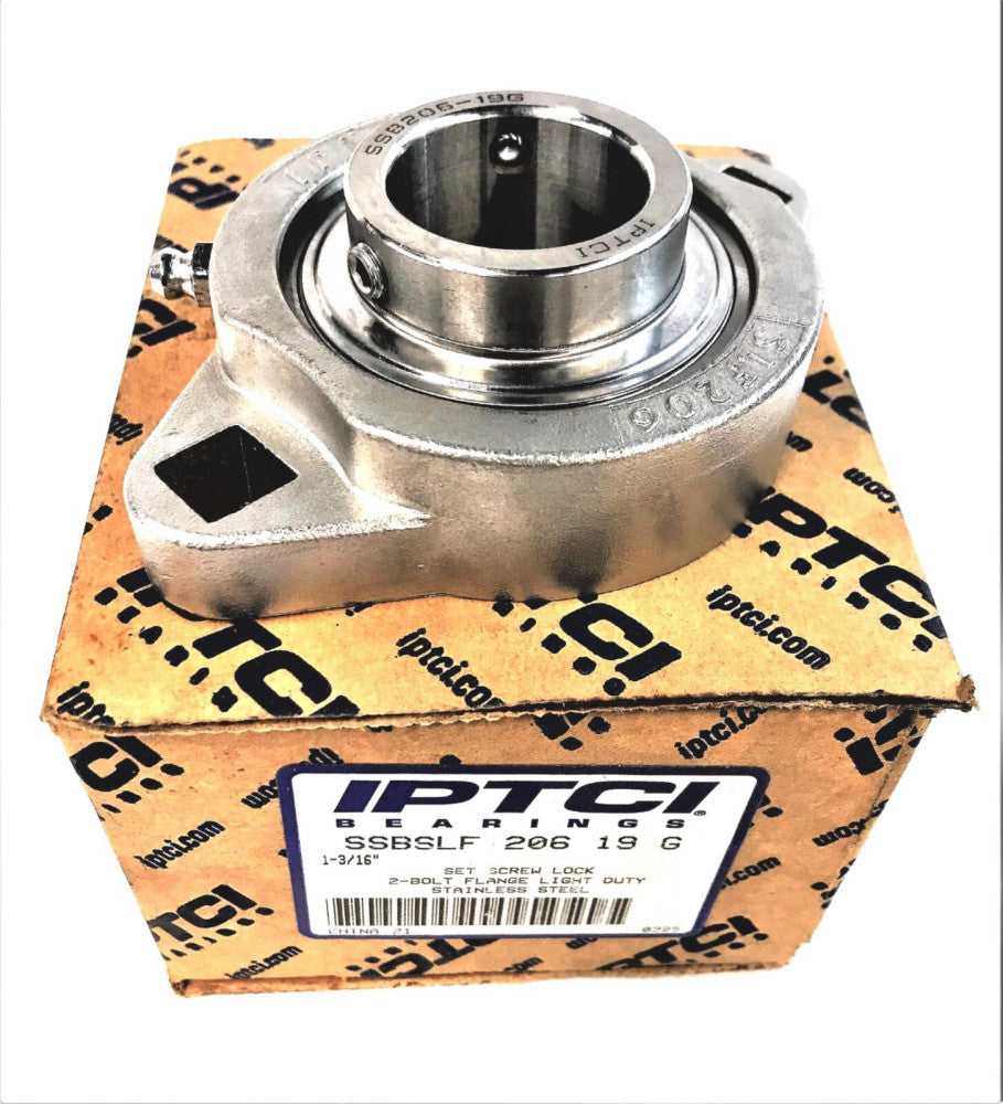 IPTCI BEARING 2 BOLT FLANGE UNIT STAINLESS STEEL SSBSLF206-19G NOS