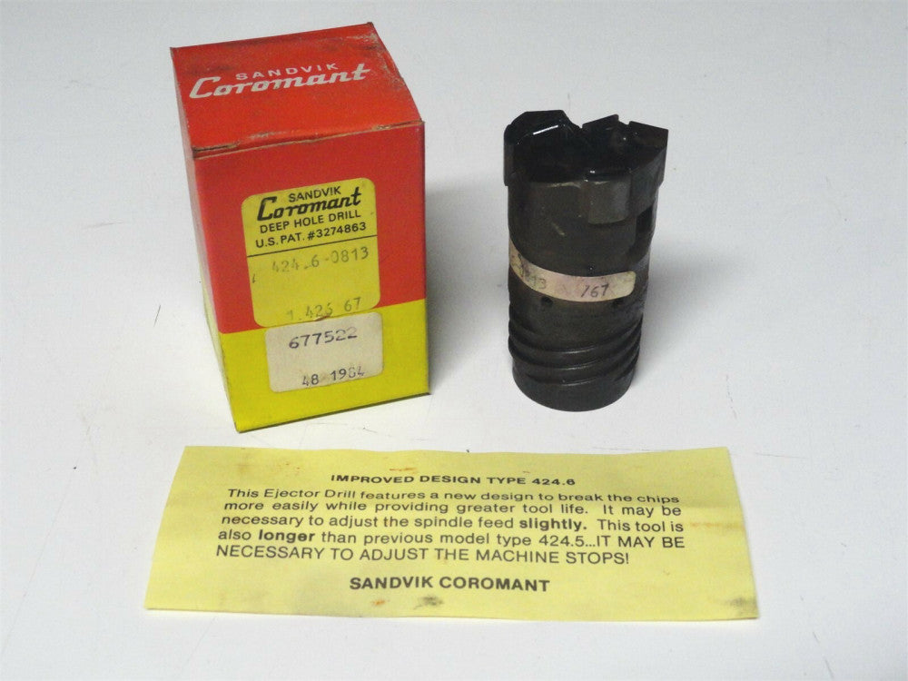 SANDVIK COROMANT - Deep Hole EJECTOR Drill HEAD ~ 424.6-0813 - 1.426 