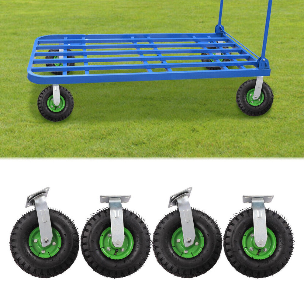10"in Pneumatic Heavy Duty Air Tire Wheels Swivel Locking Farm Cart Caster 4Pack