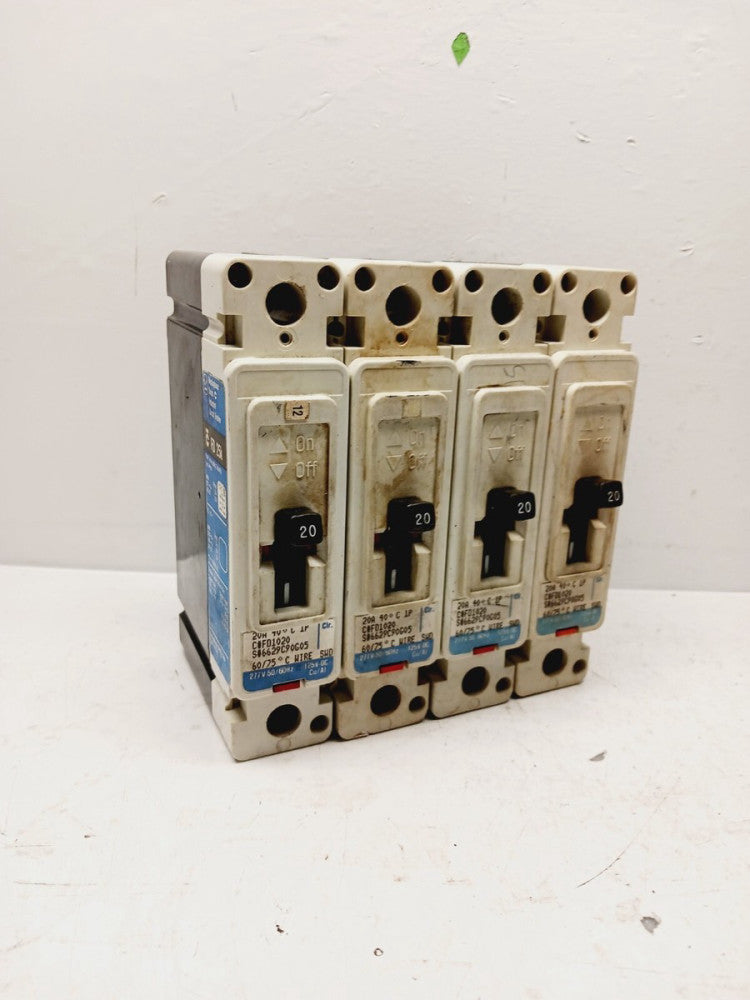 LOT OF 4) WESTINGHOUSE FD1020 20 AMP CIRCUIT BREAKER 277 VAC 125 VDC 25K