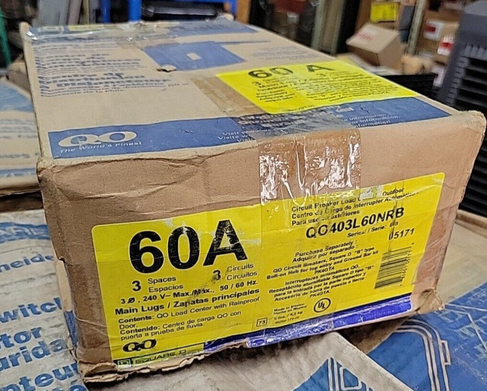 NEW OLD STOCK SQUARE D QO403L60NRB Load Center,60A,Lug,3 Phase,3 Spaces