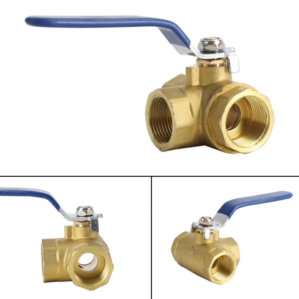 3-Way Ball Valve Female T Port Lever Handle G3/4" Made Of Forged Brass