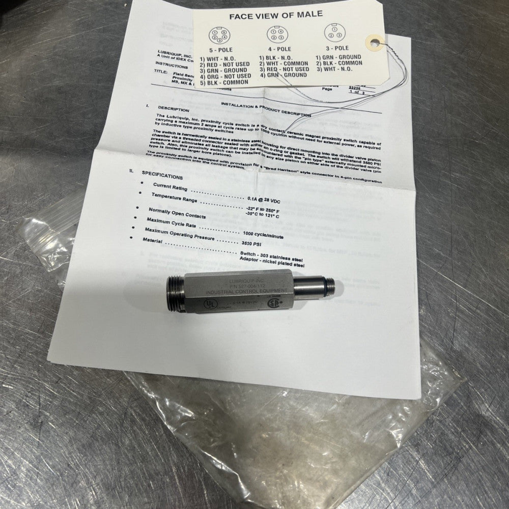 LUBRIQUIP INC. 527-004-112 Proximity Switch Nos Surplus