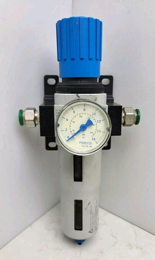 Festo LFR-3/8-D-5M-O-MIDI-A Filter Regulator Pressure Valve 220 Psi 16 Bar Used