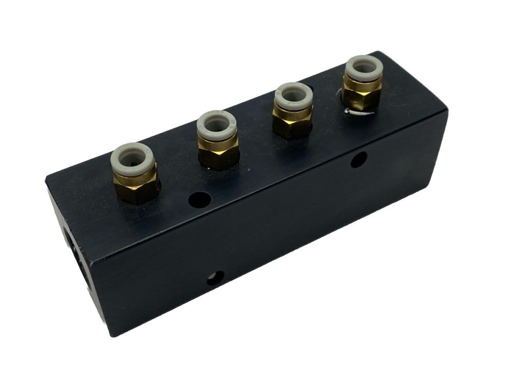 Polyconn PCM20-125-04B Pneumatic Manifold 4x 1/8" NPT Out 3/8" NPT In