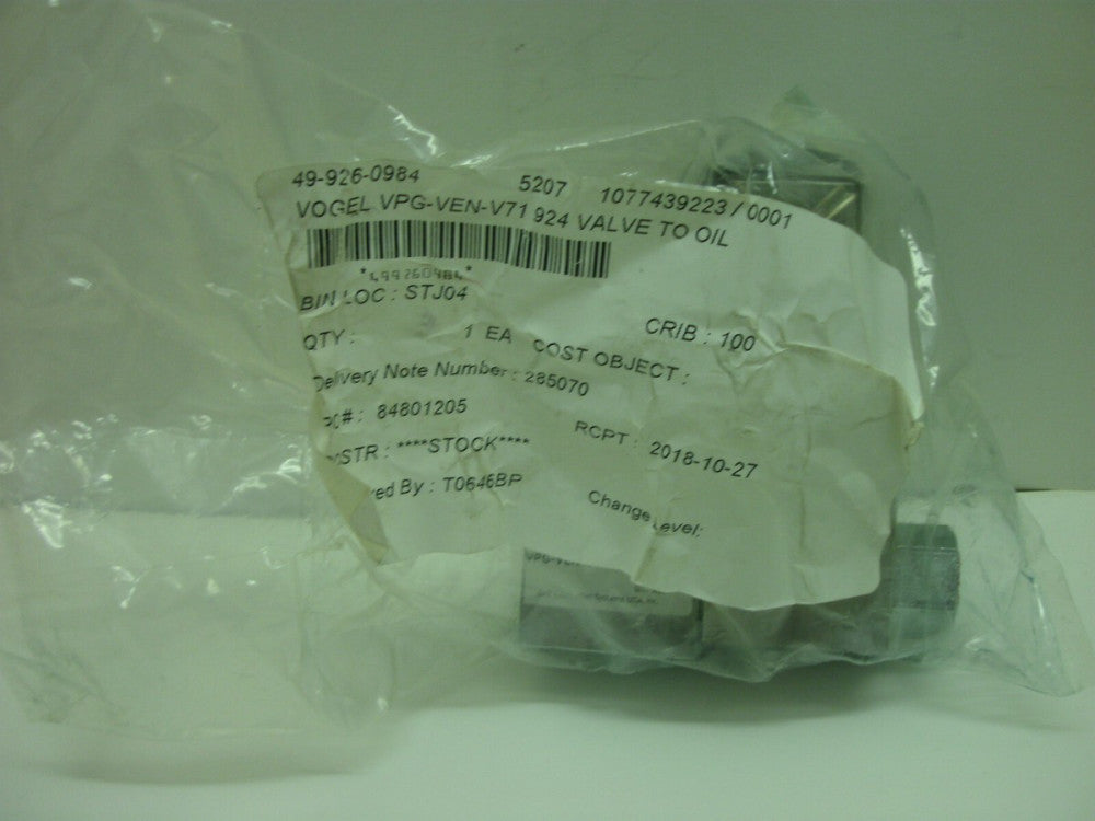 VOGEL VPG-VEN-V71 924 ZERO LEAKAGE PNEUMATIC SOLENOID VALVE 24 VOLT NEW IN PKG