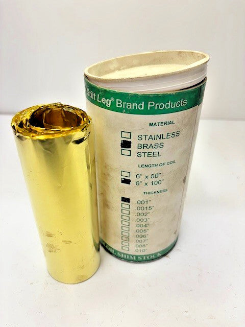 STILT LEG BRAND PRODUCTS .001 BRASS COIL  6" x APPROX 100" HAS SOME CUT OFF