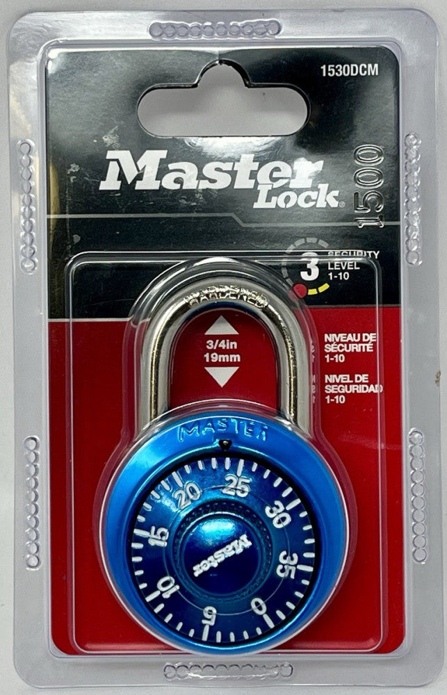 Master Lock Blue Combination Padlock for Bike Gym Bag Lockers 3/4” 1530DCM