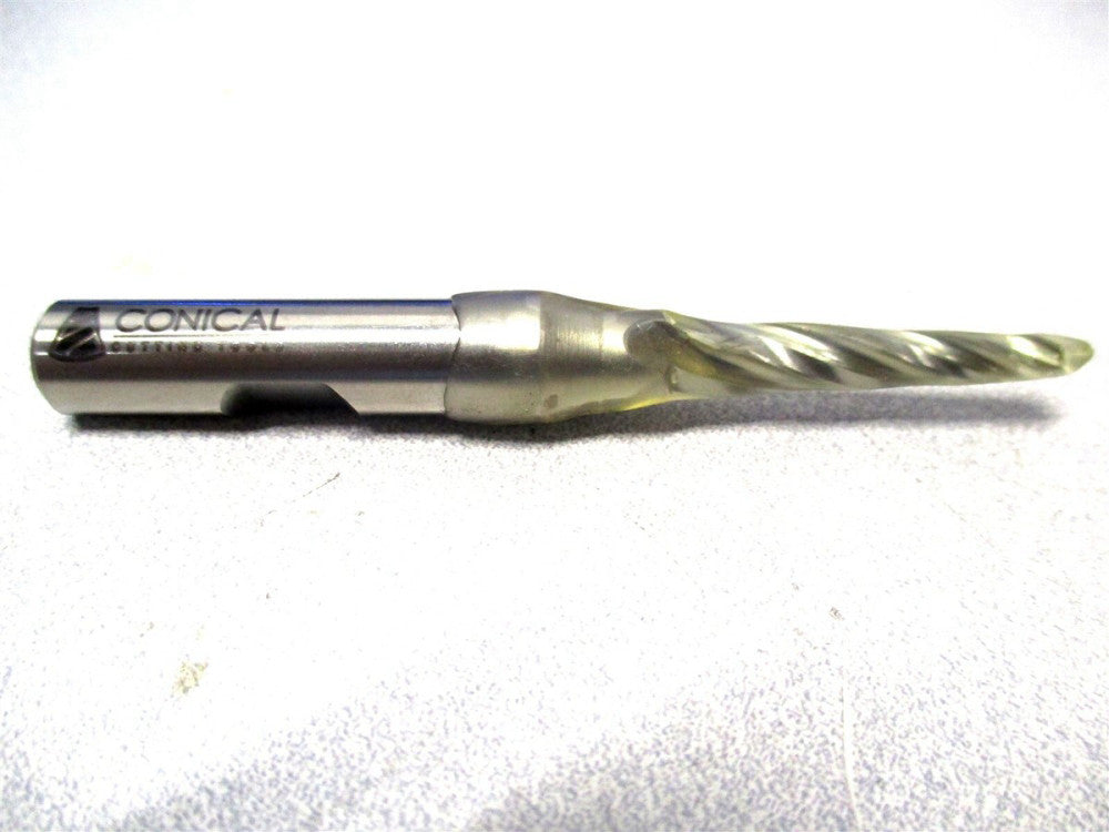 Conical (C-106) 3/32 - .225 x 3-1/4 3-Flute 3° Angle RH HSS Tapered End Mill