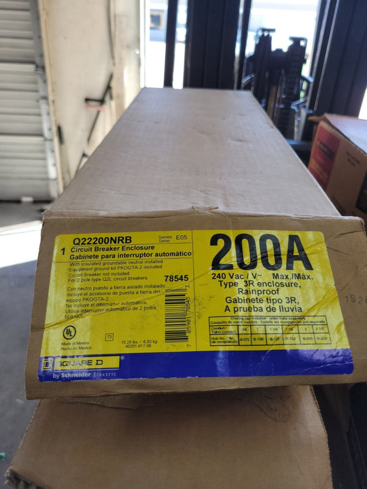 1- Q22200MRBE Square D QO 200 Amp Circuit Breaker Enclosure NO BRAKER