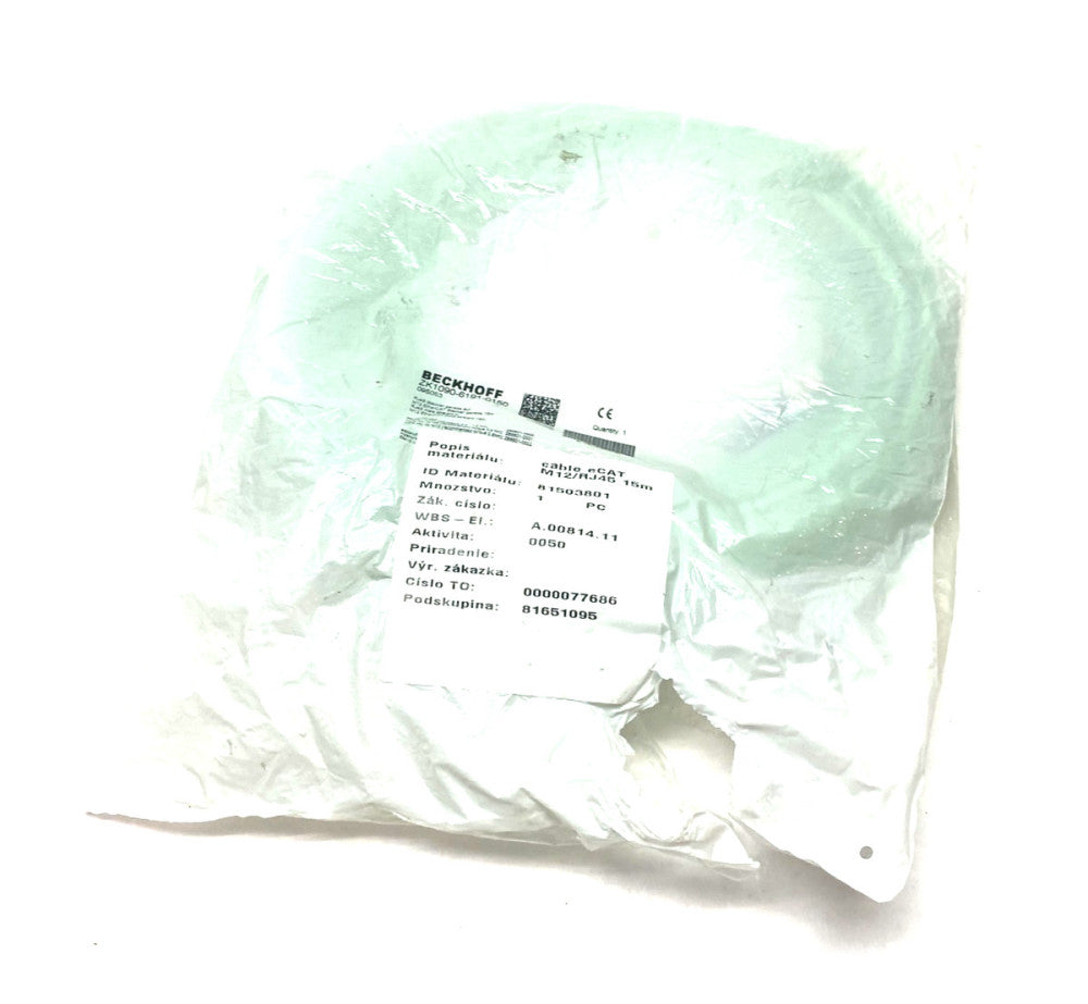 Beckhoff ZK1090-6191-0150 Double Ended EtherCAT Power Cable RJ45/M12 15m 095053