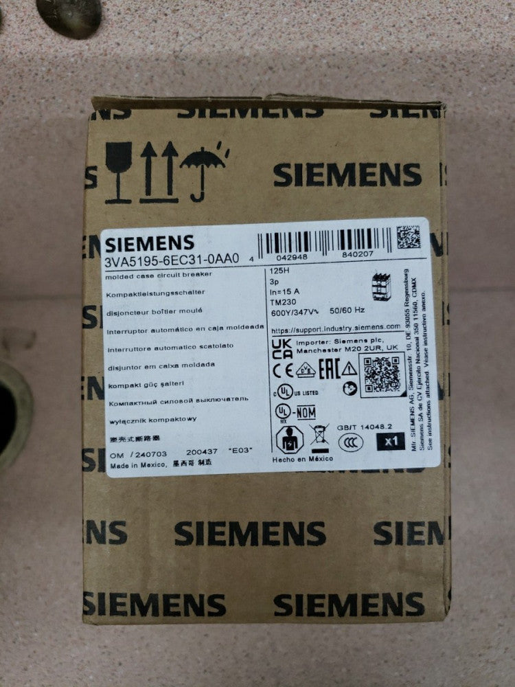 1) NEW SIEMENS 3VA5195-6EC31-0AA0 CIRCUIT BREAKER