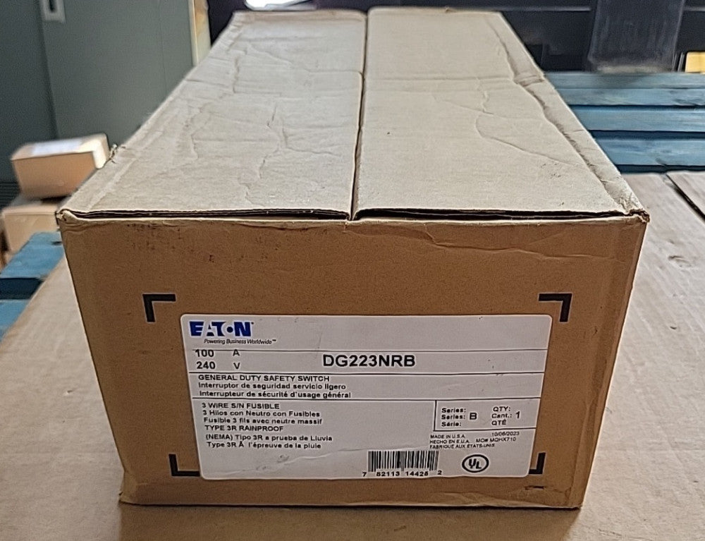 Eaton DG223NRB-00PV General Duty Cartridge Fuse Safety Switch, 100A, 2P, NEW