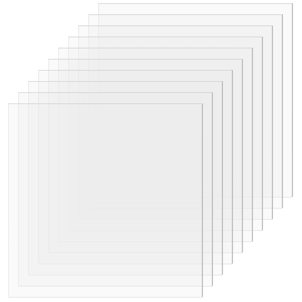 10 PCS Plexiglass Sheets, 12" x 12" x 0.02 Clear PET Sheet Panels, Clear Acrylic