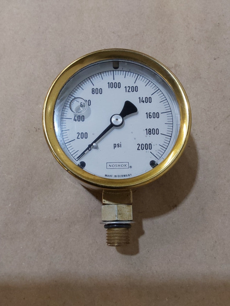 NOSHOK BRASS 0-2000 PSI PRESSURE GAUGE NOS
