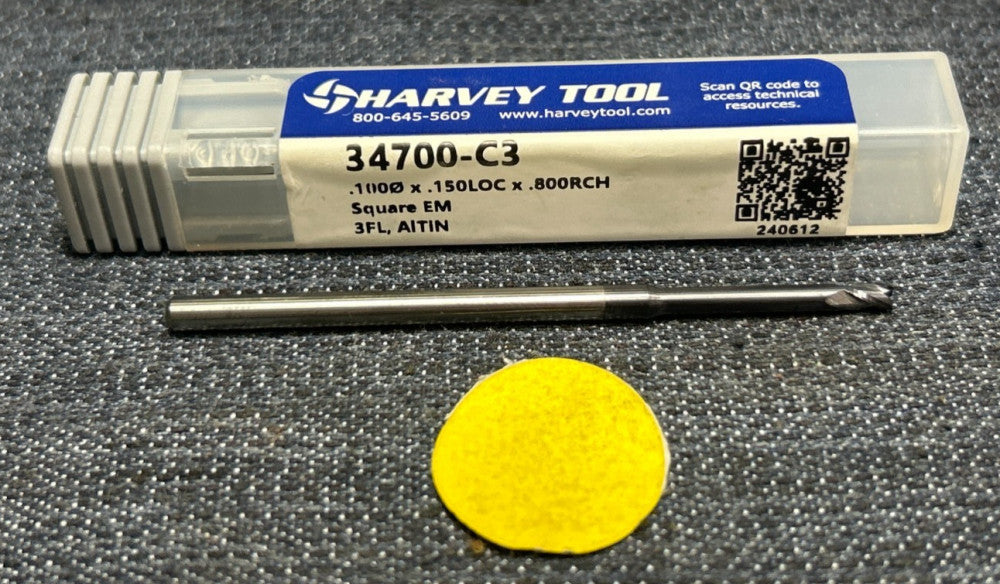HARVEY TOOL CENTER CUT STUB LENGTH MINIATURE END MILL  34700-C3